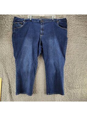 Woman Within Jeans Womens 32W Petite Blue Stretch Denim Capri